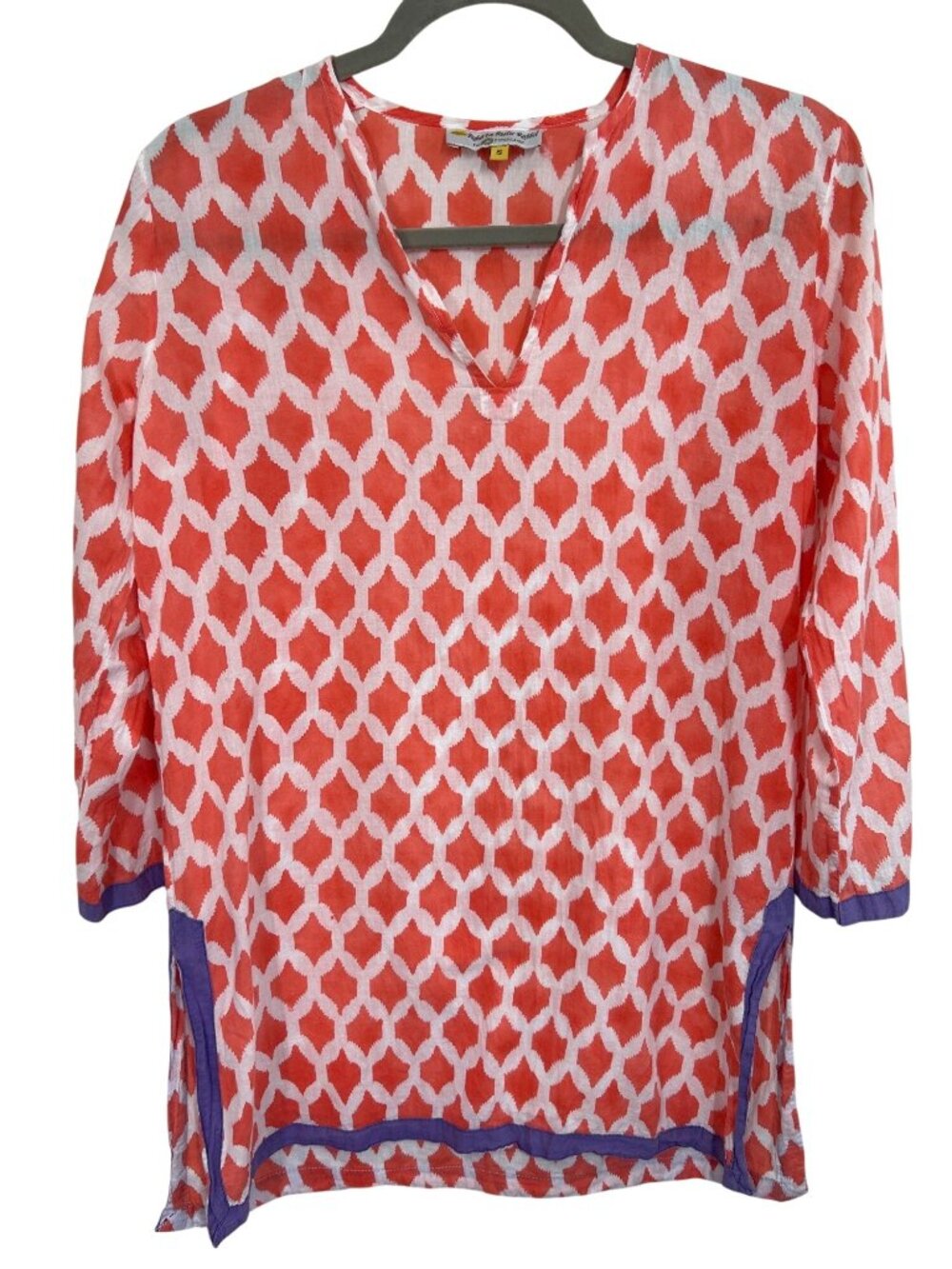 Roberta Roller Rabbit Tunic Top Sz S Beach Cover Up Geometric Boho